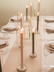 30/40cm Dinner Candles with ceramics & Glass - Olive & Sandstone