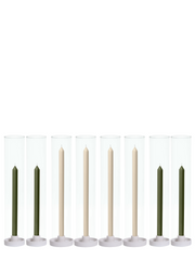Olive & Sandstone Dinner Candles with Holders Wedding Bundle - With Glass Sleeves