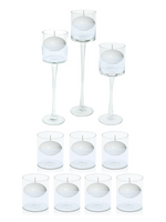 White Event Floating Candles with Holders Wedding Bundle - Round Table