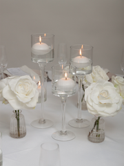 Floating Candle, Stems and Glass Cylinders - White
