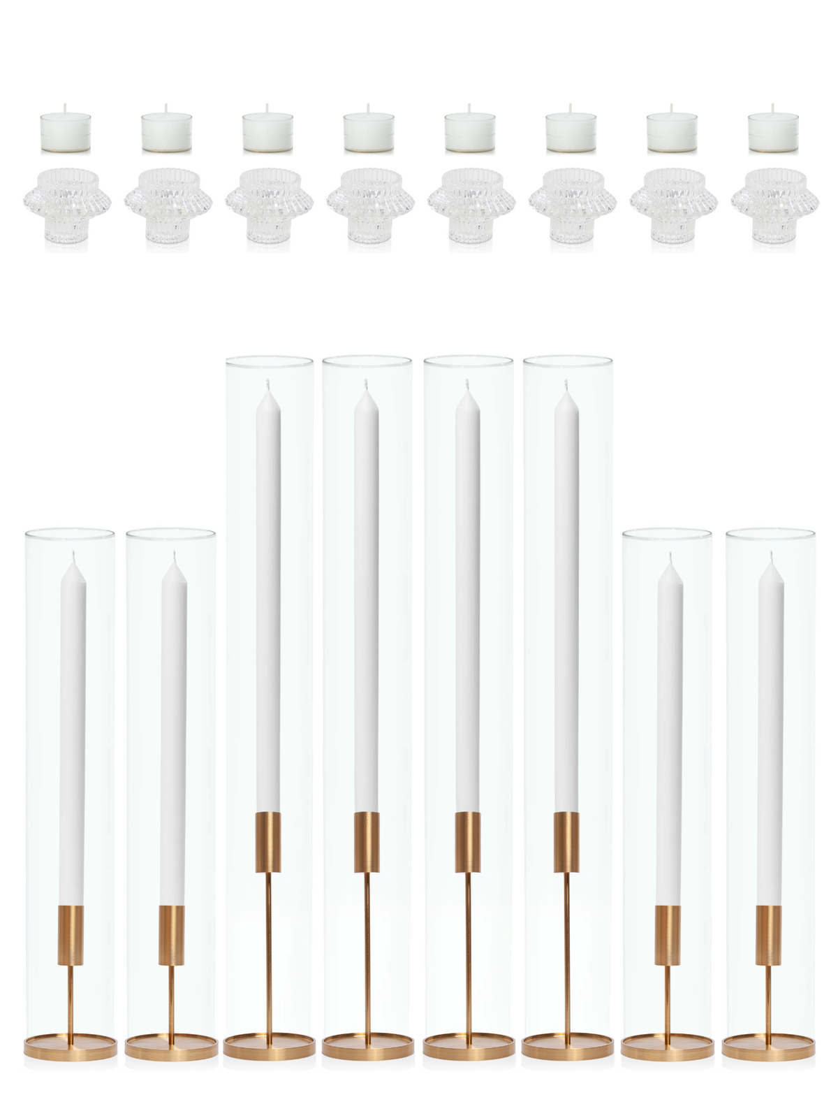 White Dinner Candles with Gold Metal Holders Wedding Bundle (Copy) Pack of 1