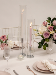White & Lilac Dinner Candles with Silver Metal Holders Wedding Bundle (Copy) Pack of 1