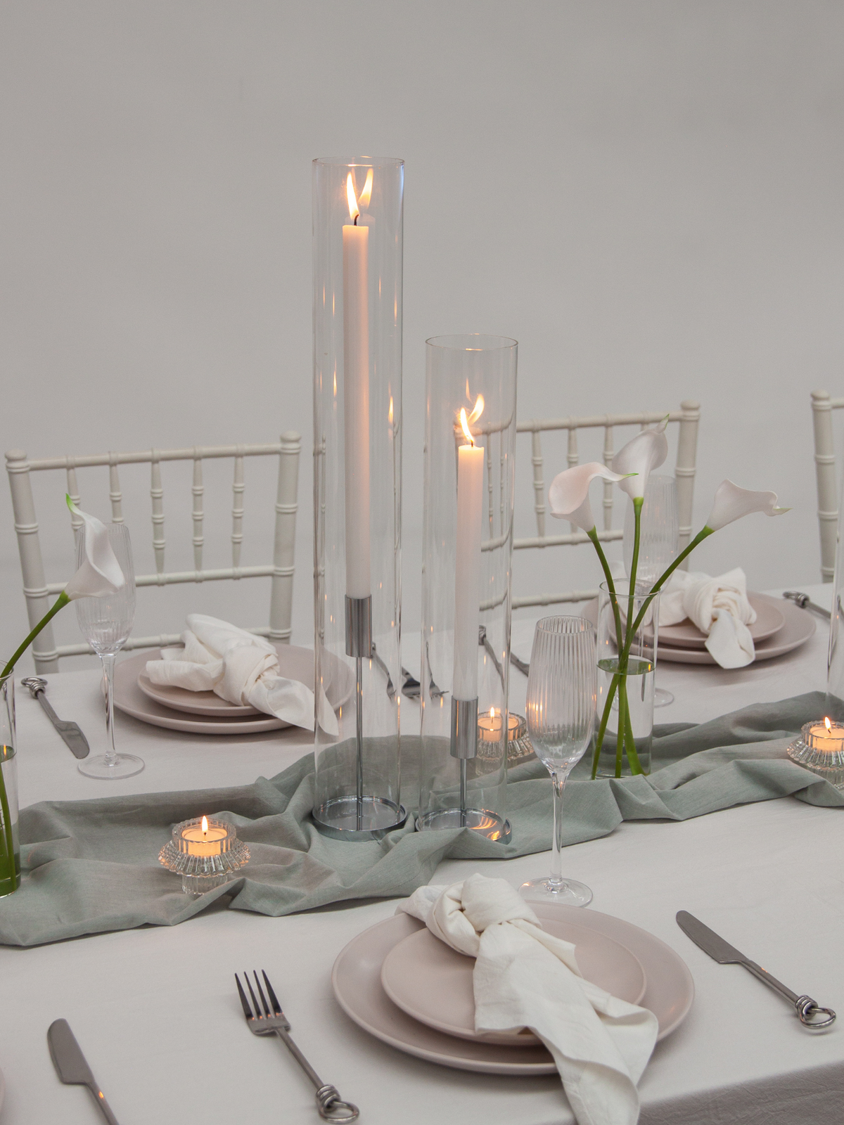 White Dinner Candles with Silver Metal Holders Wedding Bundle (Copy) Pack of 1