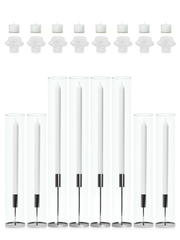White Dinner Candles with Silver Metal Holders Wedding Bundle (Copy) Pack of 1