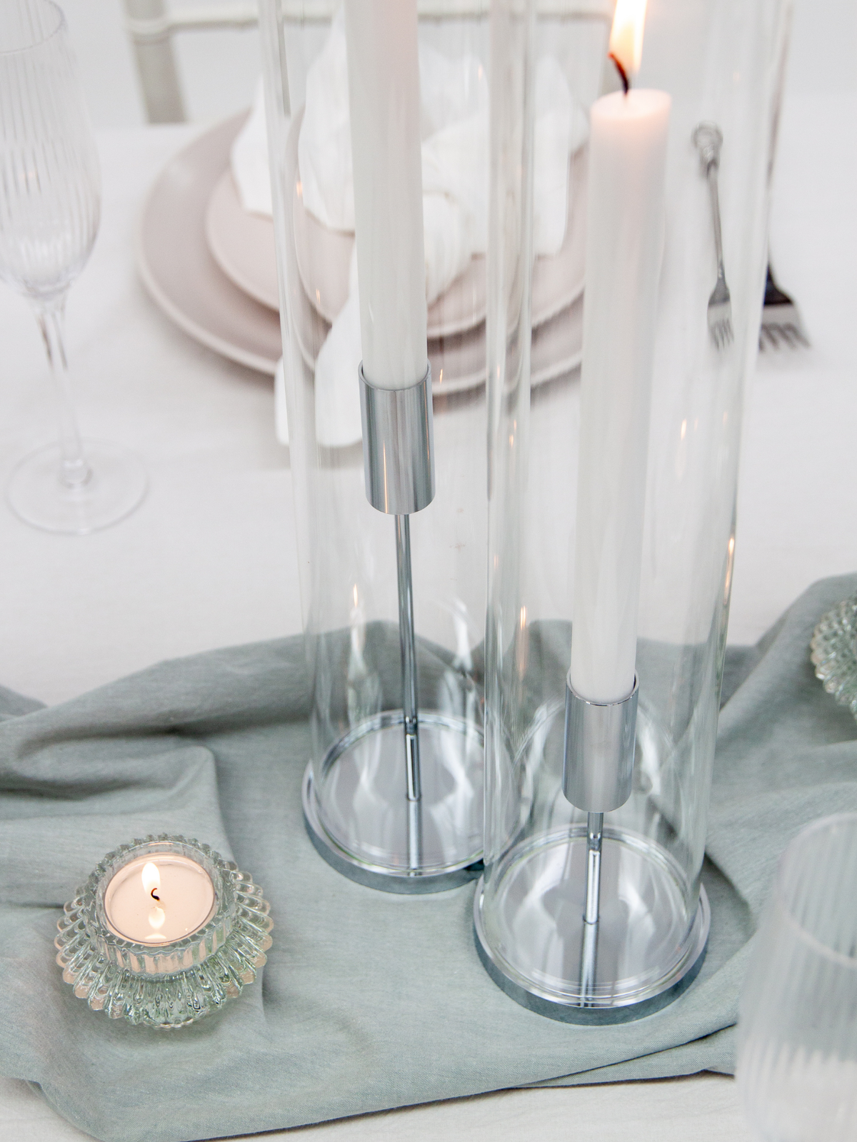 White Dinner Candles with Silver Metal Holders Wedding Bundle (Copy) Pack of 1