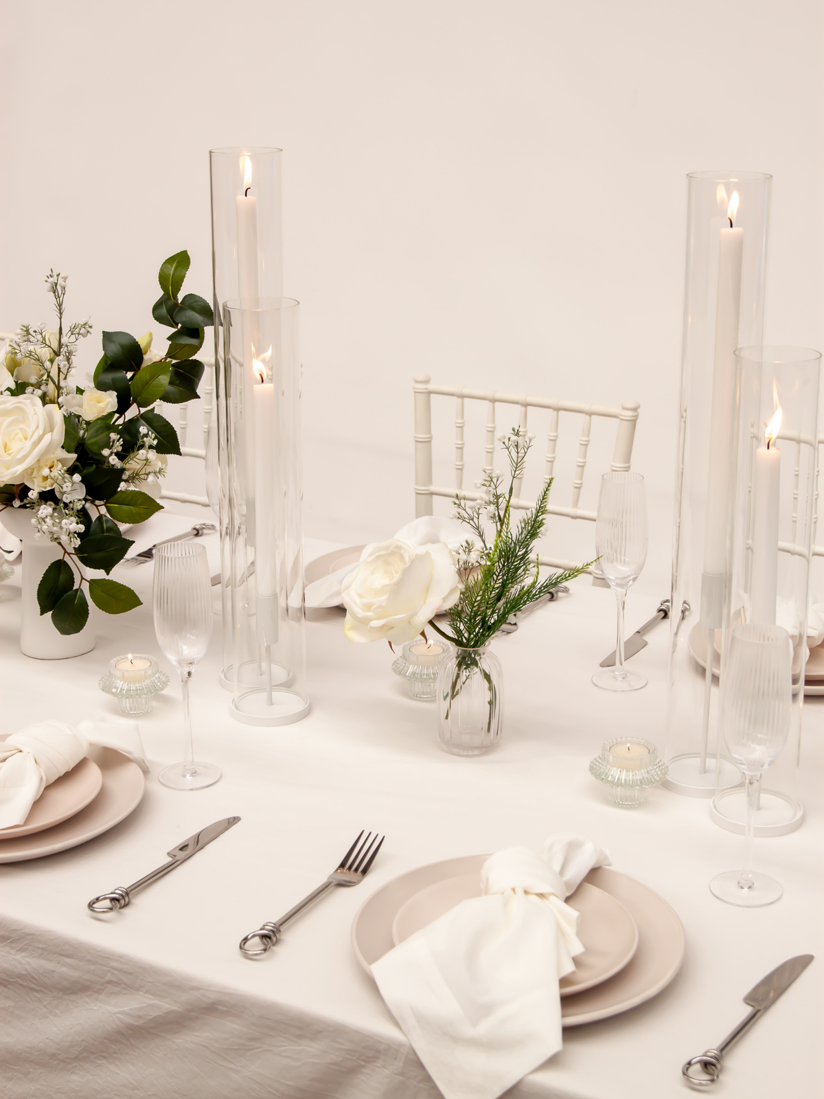 White Dinner Candles with White Metal Holders Wedding Bundle (Copy) Pack of 1