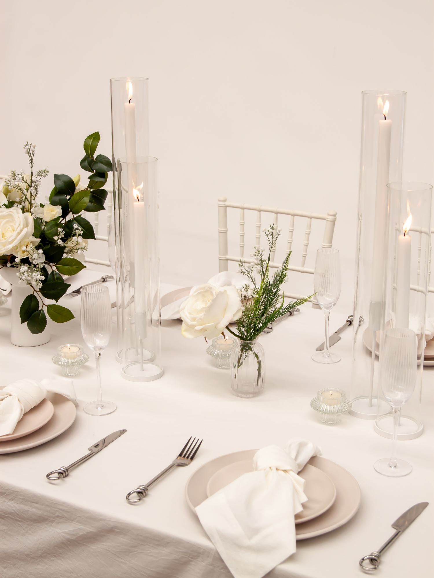 White Dinner Candles with White Metal Holders Wedding Bundle (Copy) Pack of 1