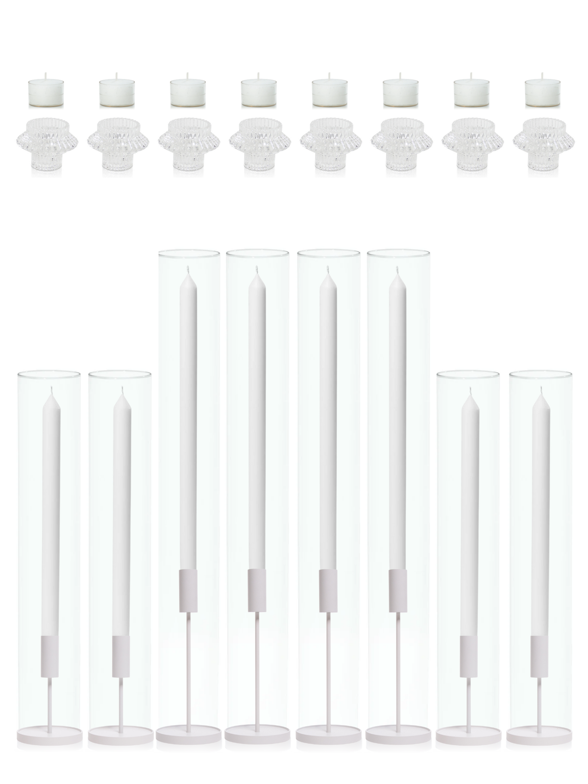 White Dinner Candles with White Metal Holders Wedding Bundle (Copy) Pack of 1
