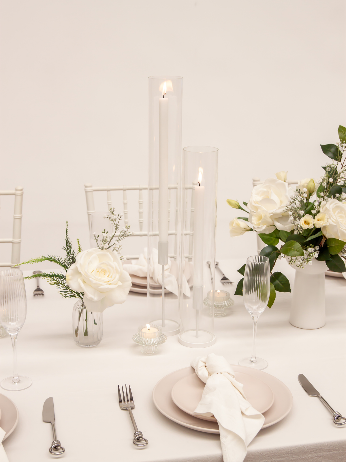 White Dinner Candles with White Metal Holders Wedding Bundle (Copy) Pack of 1