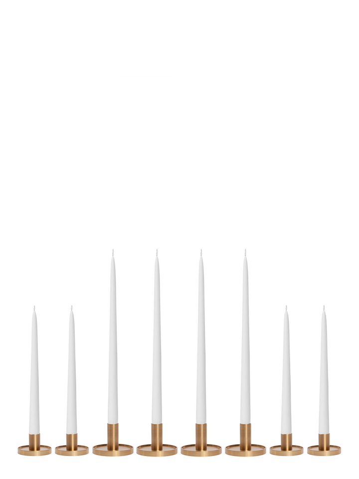 White Taper Candles with Gold Metal Holders Wedding Bundle