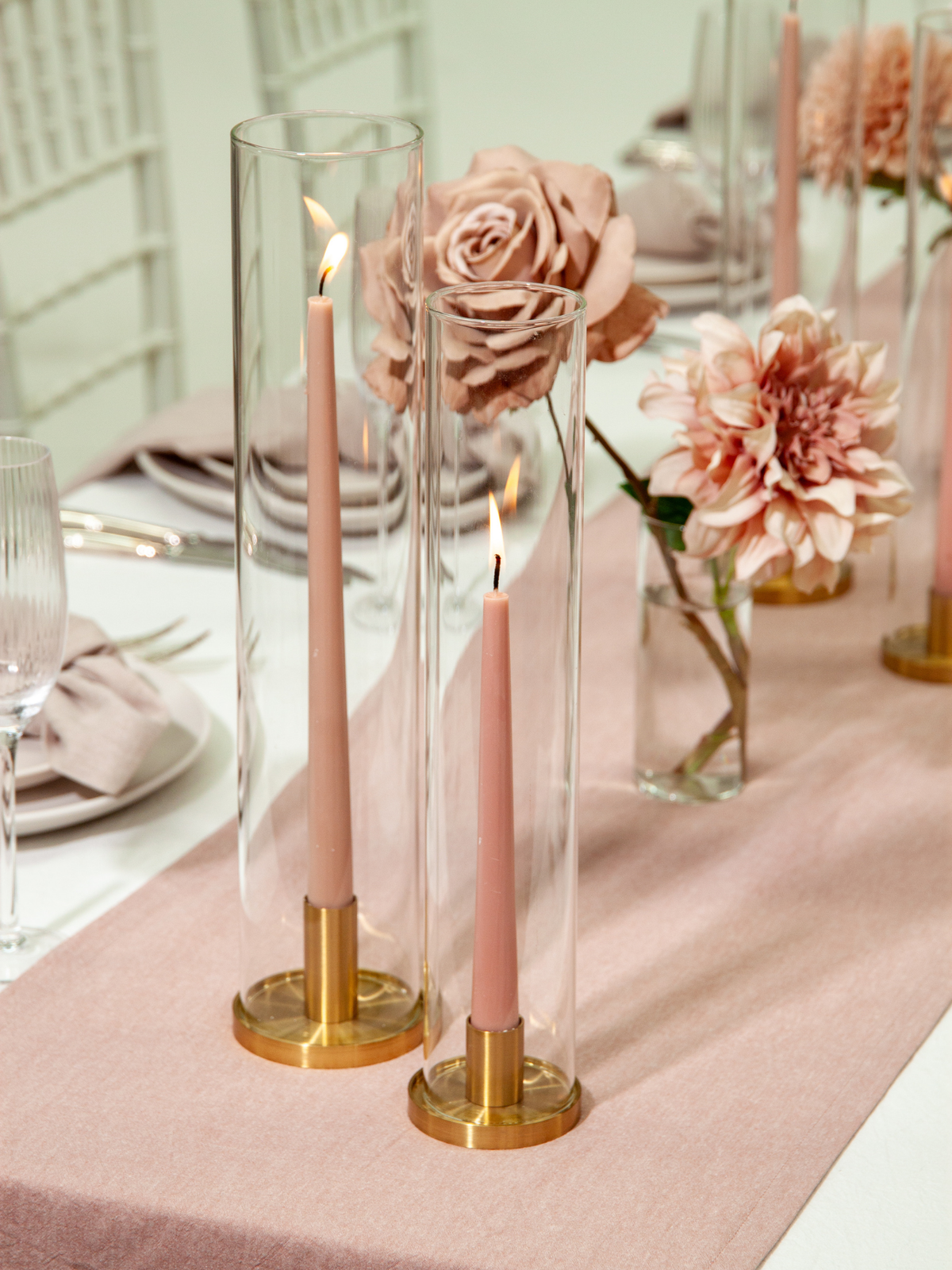 Heritage Rose & Latte Taper Candles with Gold Metal Holders Wedding Bundle (Copy) Pack of 1