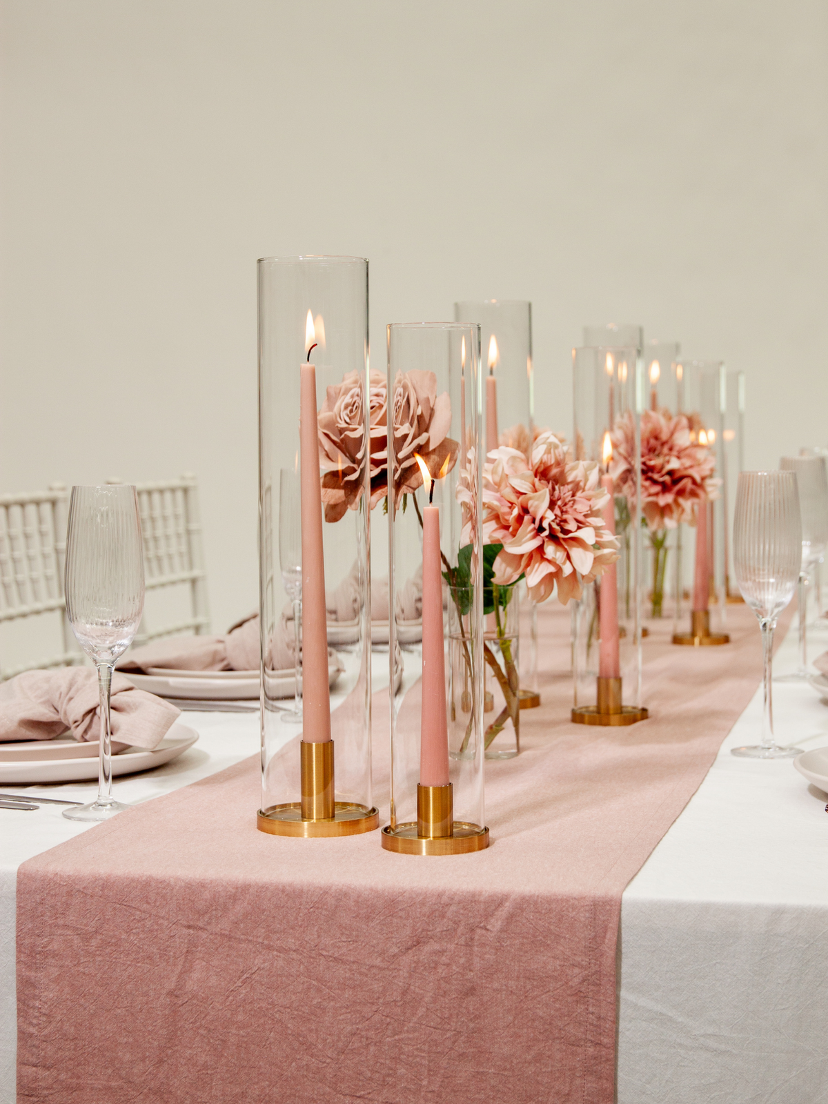Heritage Rose & Latte Taper Candles with Gold Metal Holders Wedding Bundle (Copy) Pack of 1