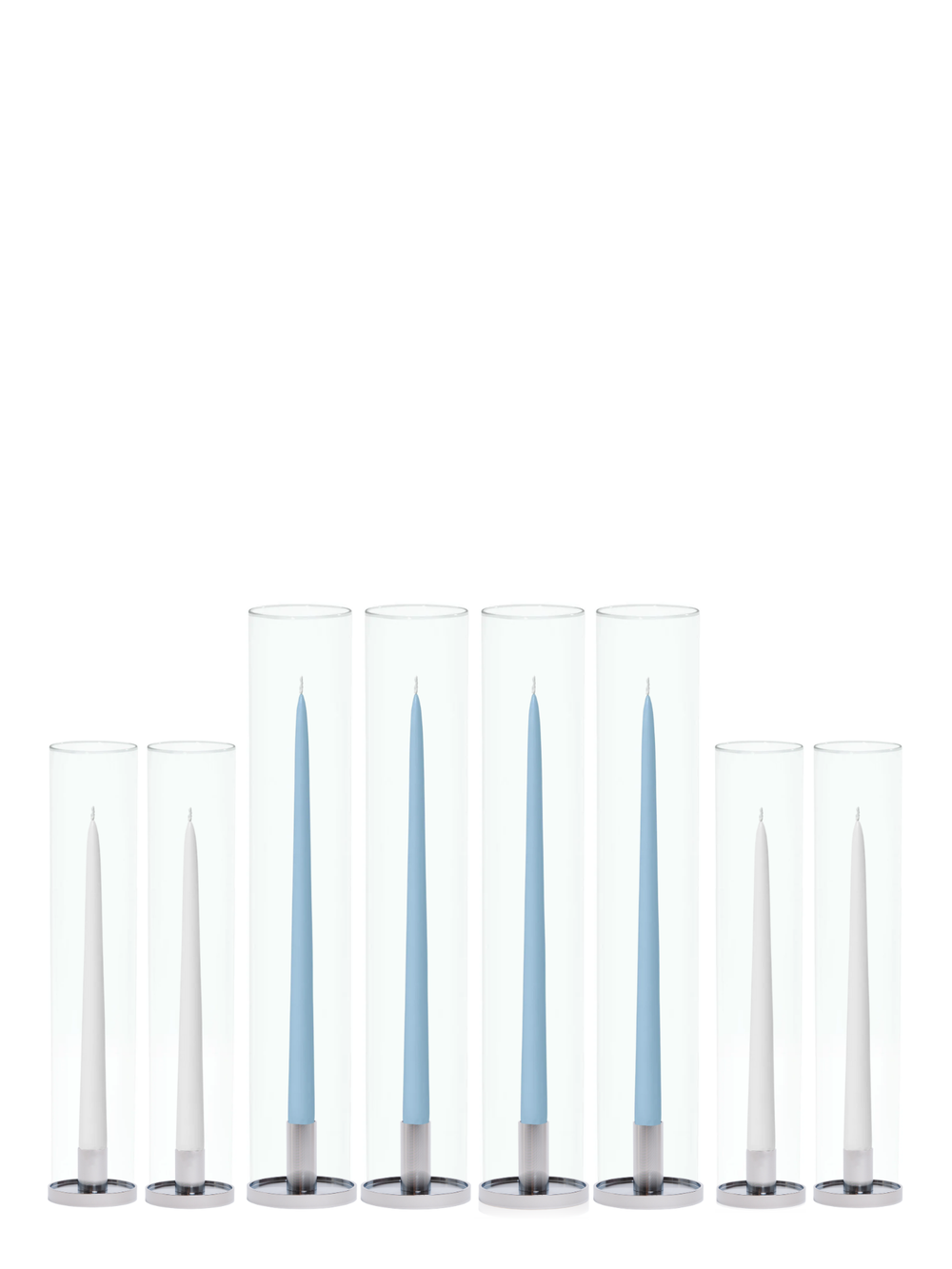 White & French Blue Taper Candles with Silver Metal Holders Wedding Bundle (Copy) Pack of 1