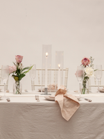 White Taper Candles with Silver Metal Holders Wedding Bundle - With Glass Sleeves
