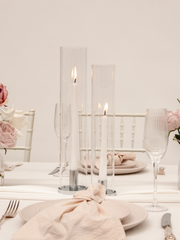 White Taper Candles with Silver Metal Holders Wedding Bundle (Copy) Pack of 1