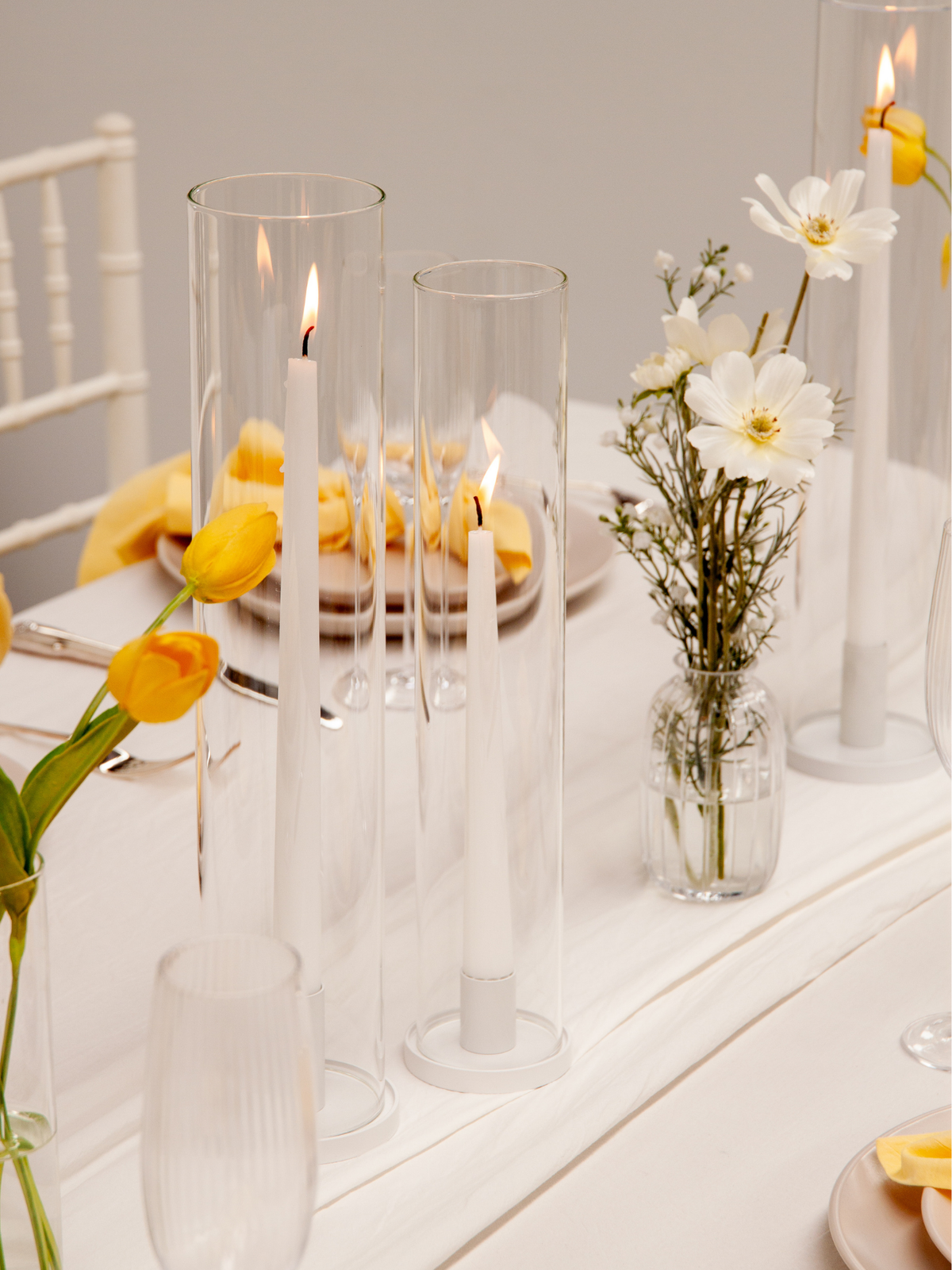 White Taper Candles with White Metal Holders Wedding Bundle (Copy) Pack of 1