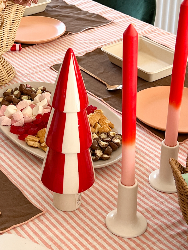 Blush Pink & Scarlet 30cm Ombre Dinner Candles