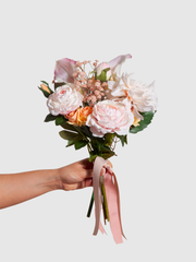 Orange Garden Rose & Pink Calla Lily Bridesmaid Bouquet