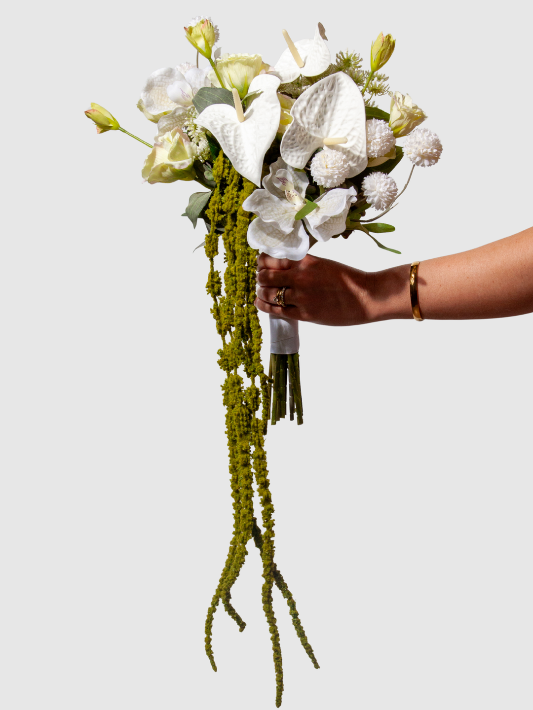 Green & White Garden Wedding Bouquet - Medium Pack of 1