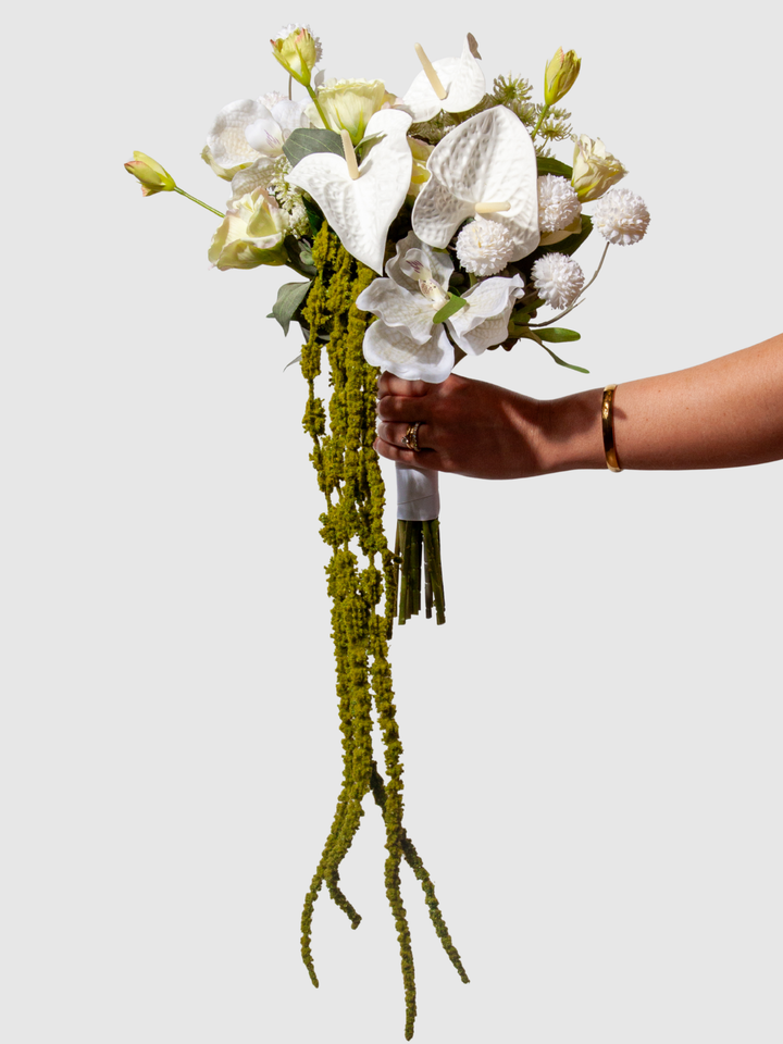 Green & White Garden Wedding Bouquet - Medium Pack of 1