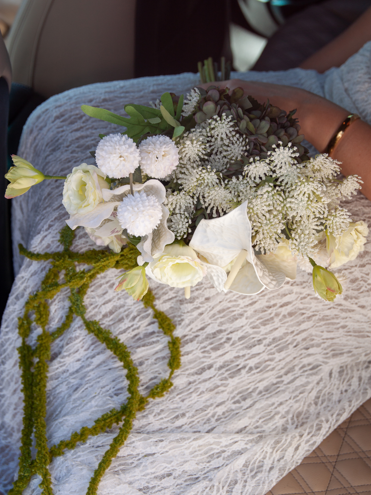 Green & White Garden Wedding Bouquet - Medium Pack of 1
