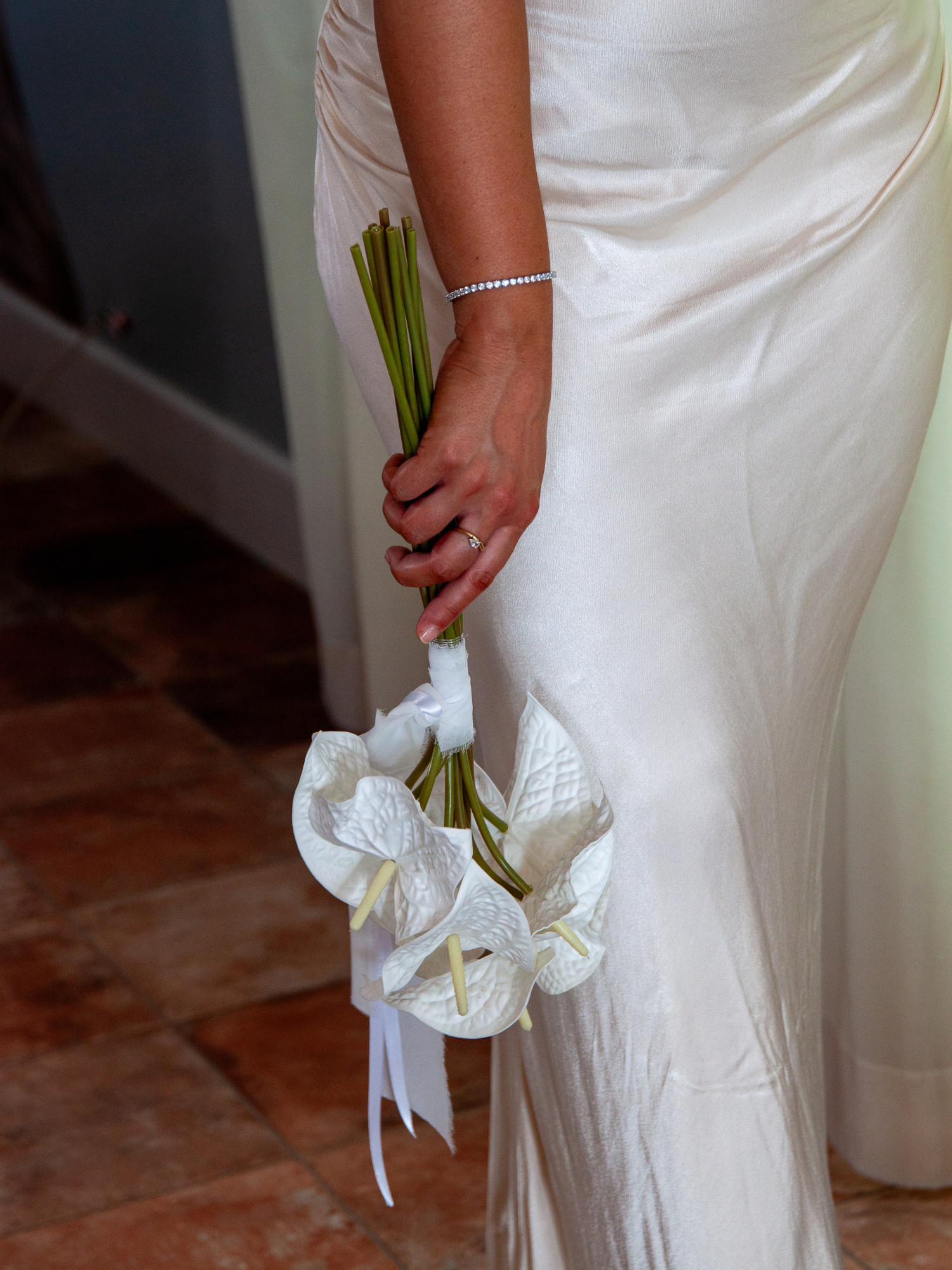 White Anthurium En Masse Wedding Bouquet