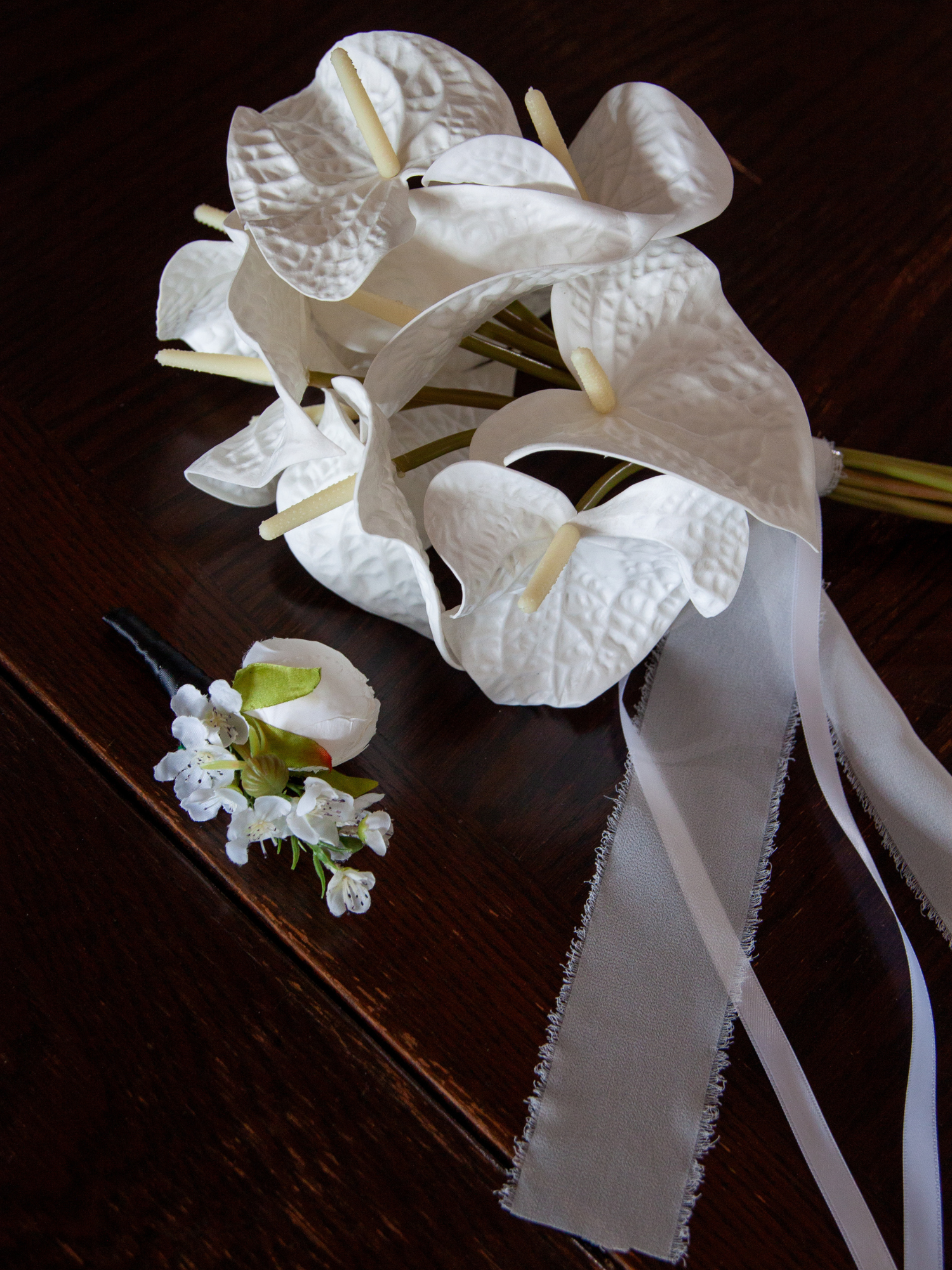 White Anthurium En Masse Wedding Bouquet