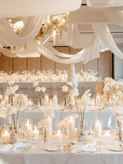 White Event Pillar Candles & Glass Wedding Bundle - Small