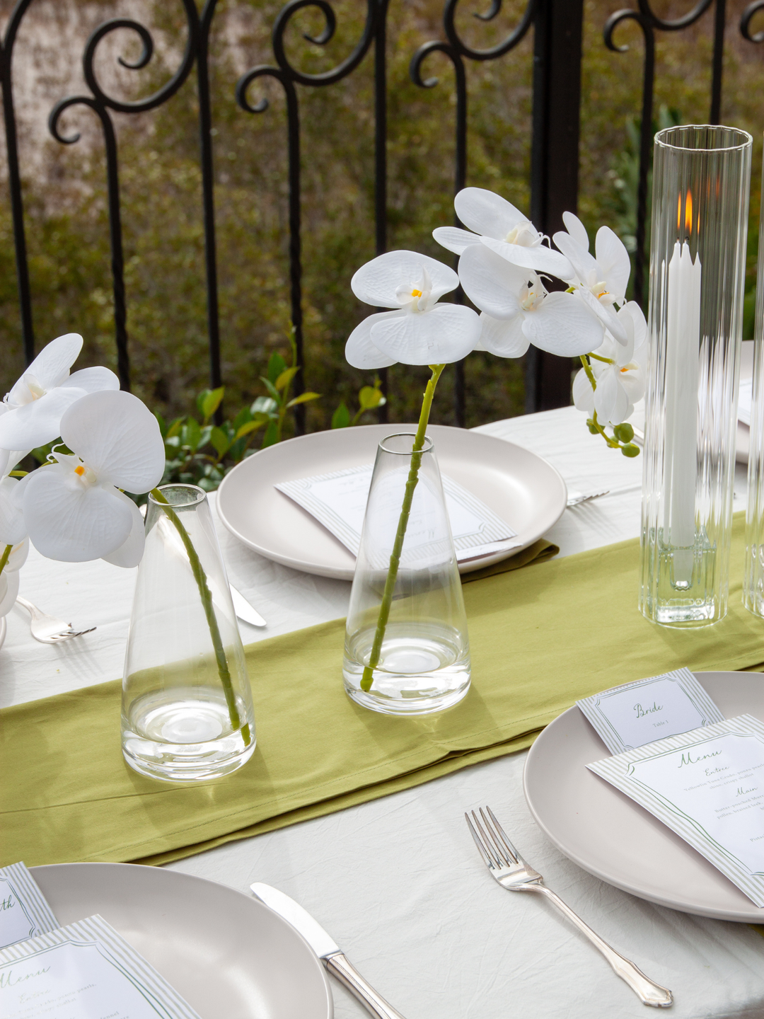 Green & White Garden Wedding Bud Vase