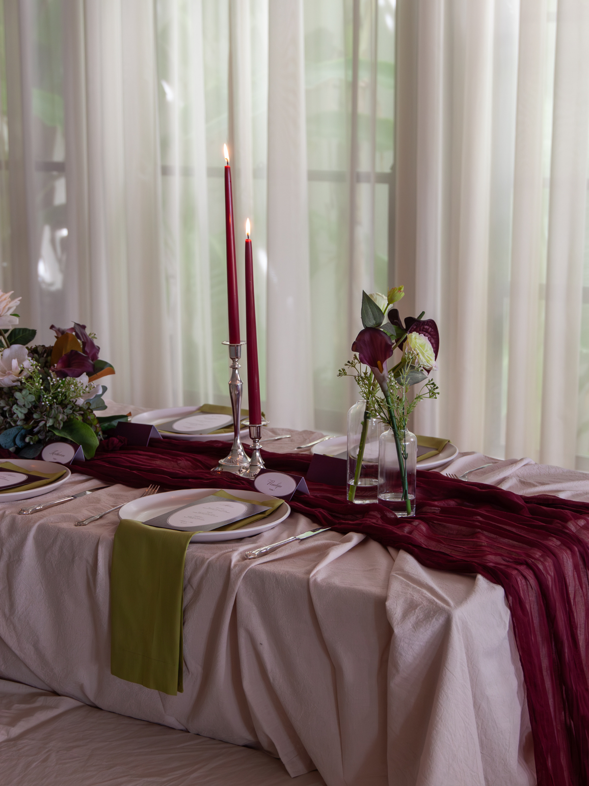 Mulberry Cheesecloth Table Runner