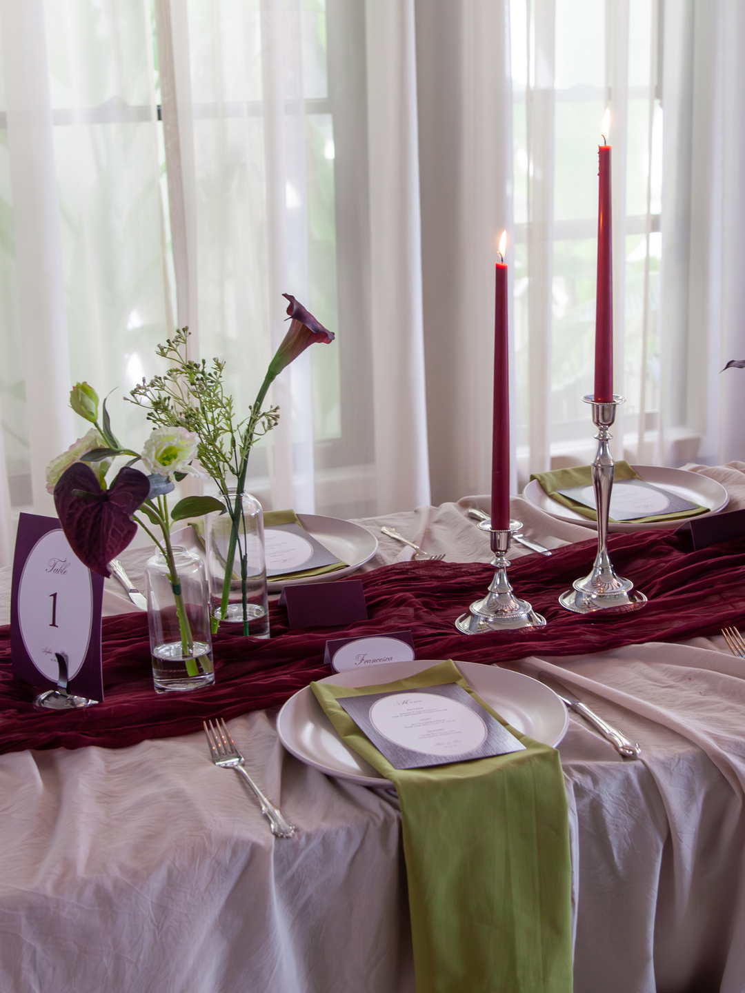 Mulberry Cheesecloth Table Runner