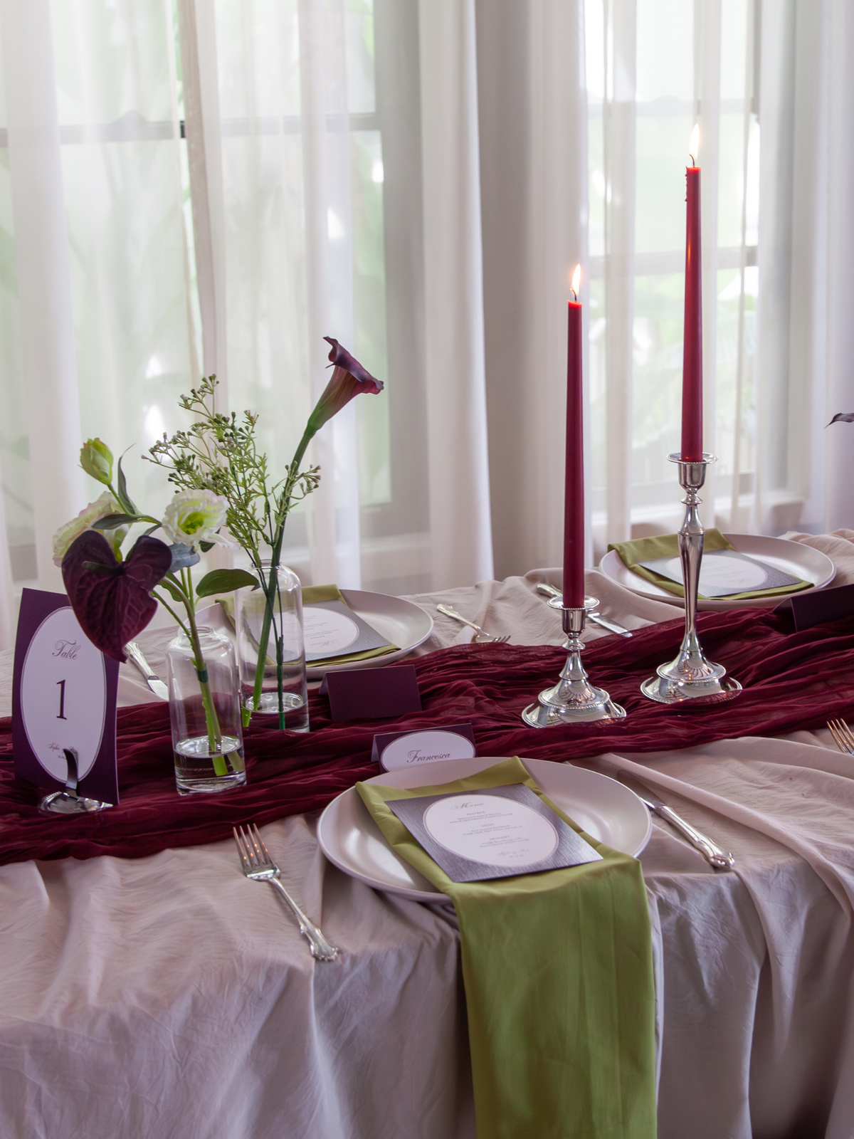 Mulberry Cheesecloth Table Runner