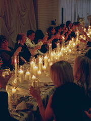 White 5cm Event Pillar in 5.8cm Glass Set - Med