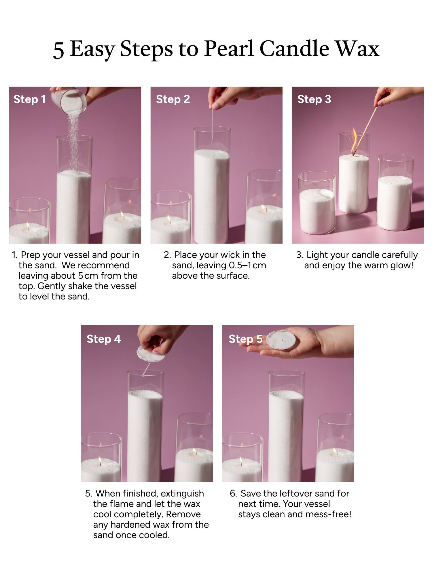 White Pearl Candle Wax in 10cm Glass Set - Med