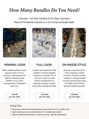 White Event Pillar Candles & Glass Wedding Bundle - Medium