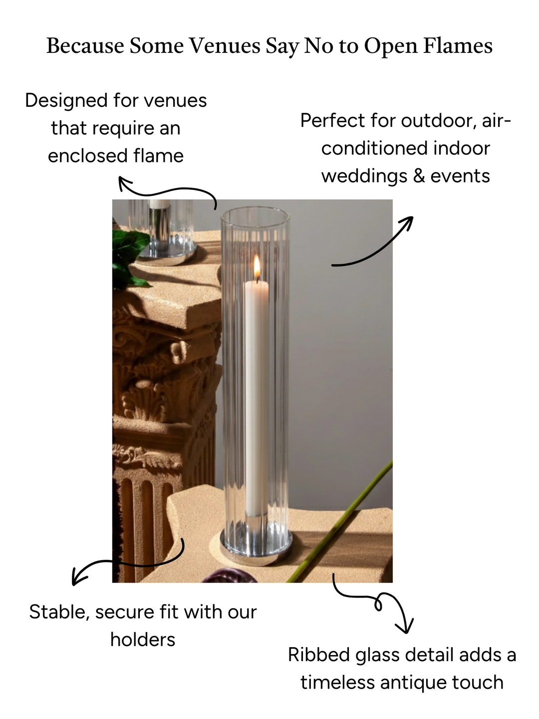 Clear 6.5cm x 35cm Ribbed Glass Sleeve