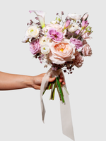 Purple Lisianthus & Pink Calla Lily Wedding Bouquet