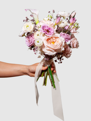 Purple Lisianthus & Pink Calla Lily Wedding Bouquet
