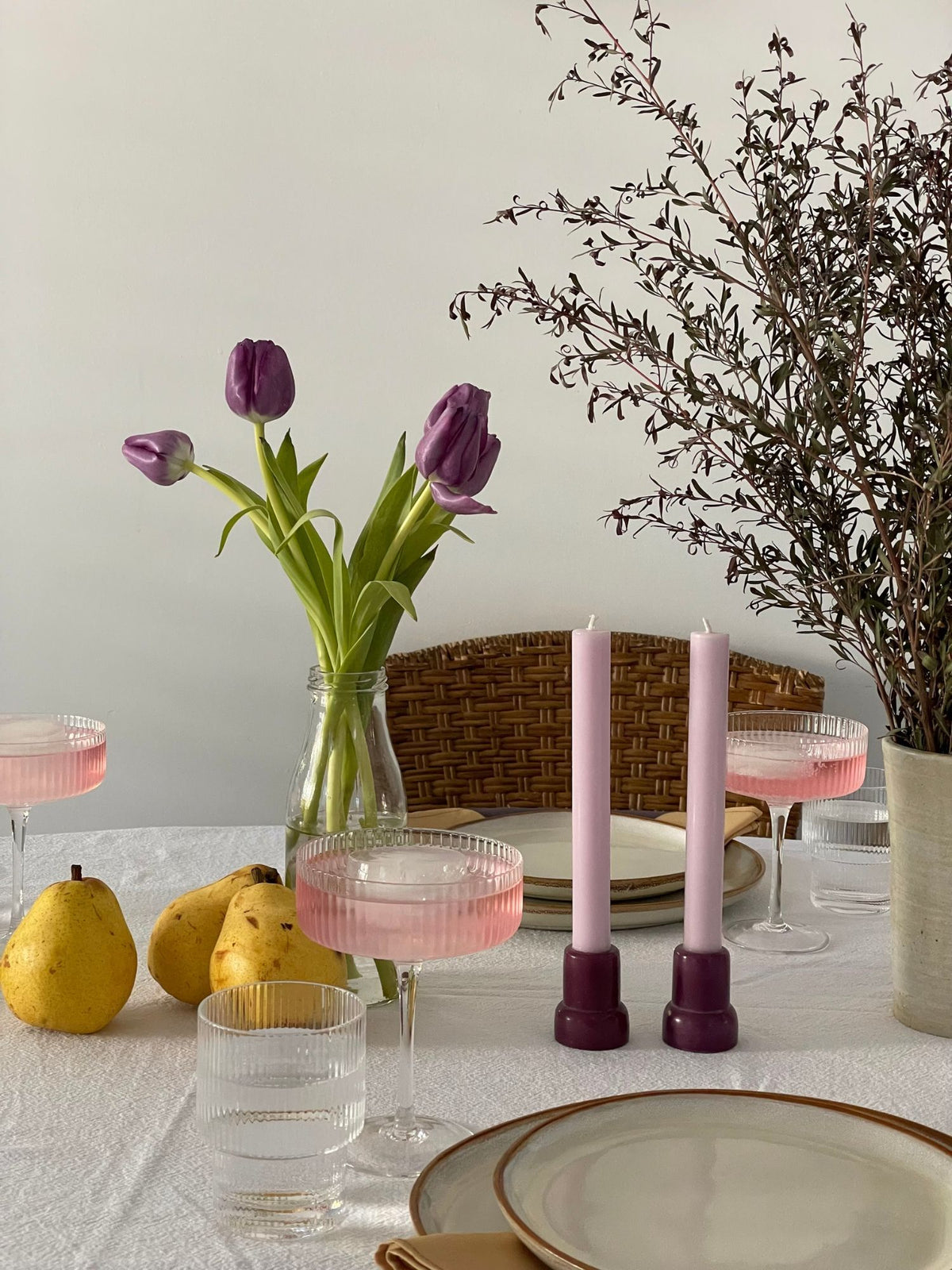 Plum & Lilac Aspen Dyad Dinner Candles