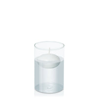 White 8cm Event Floating Candle in 10cm x 15cm Glass