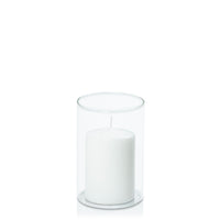 White 7cm x 10cm Event Pillar in 10cm x 15cm Glass