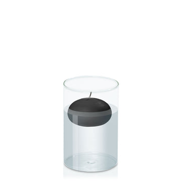 Black 7.5cm Floating Candle in 10cm x 15cm Glass Pack of 1