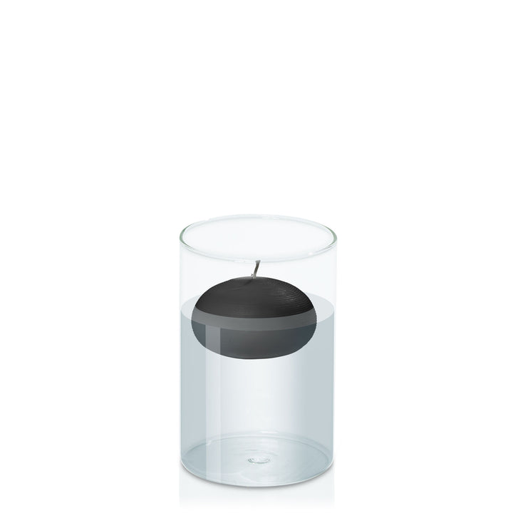 Black 7.5cm Floating Candle in 10cm x 15cm Glass Pack of 1
