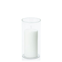 White 7cm x 15cm Event Pillar in 10cm x 20cm Glass
