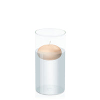 Latte 7.5cm Floating Candle in 10cm x 20cm Glass