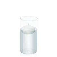White 7.5cm Floating Candle in 10cm x 20cm Glass