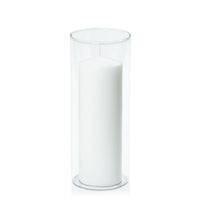 White 7cm x 20cm Event Pillar in 10cm x 25cm Glass