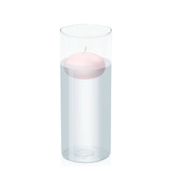 Blush Pink 7.5cm Floating Candle in 10cm x 25cm Glass Pack of 1