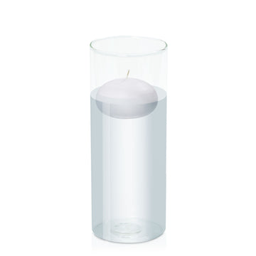 Silver Grey 7.5cm Floating Candle in 10cm x 25cm Glass Pack of 1