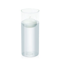 White 7.5cm Floating Candle in 10cm x 25cm Glass
